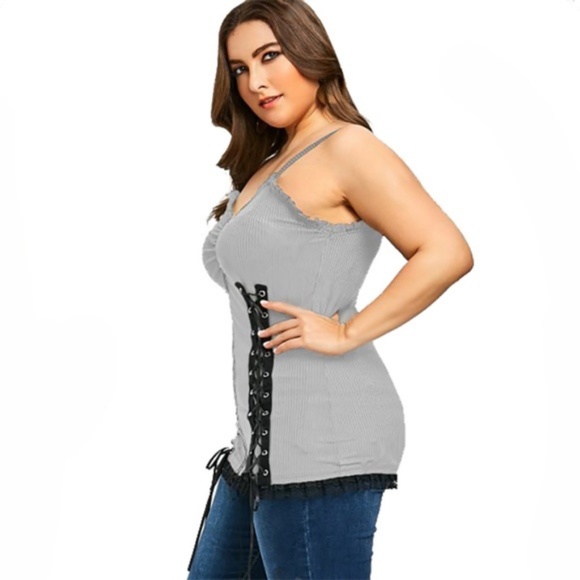 🎆Side Tie Lace Up Plus Size Slip Top🎆 - Picture 4 of 6